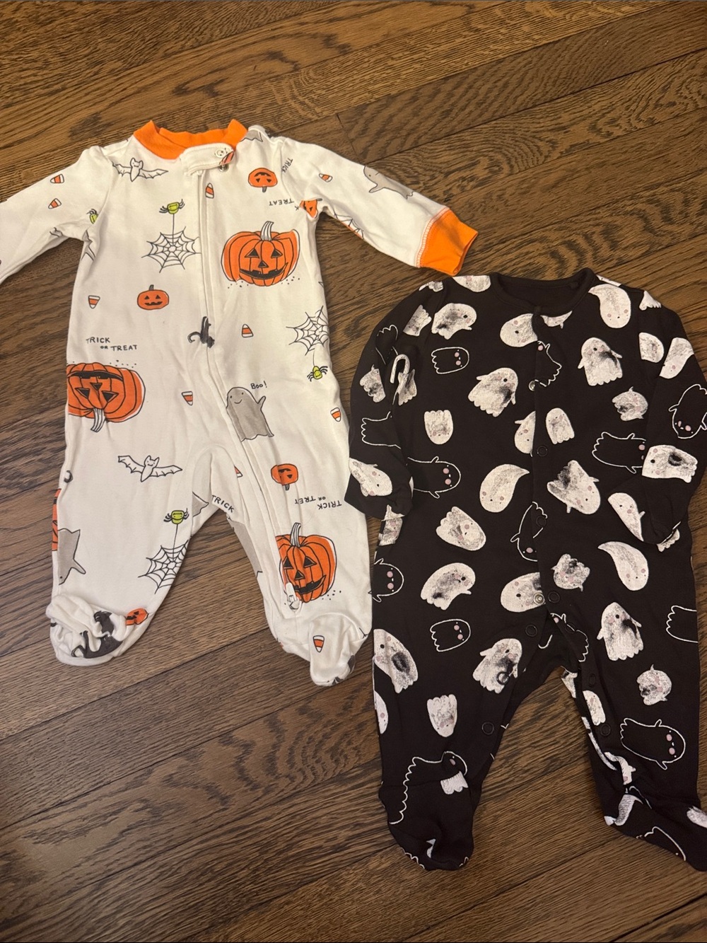 Halloween Pumpkin & Ghost Print Baby One-Piece onesie combo 3 month